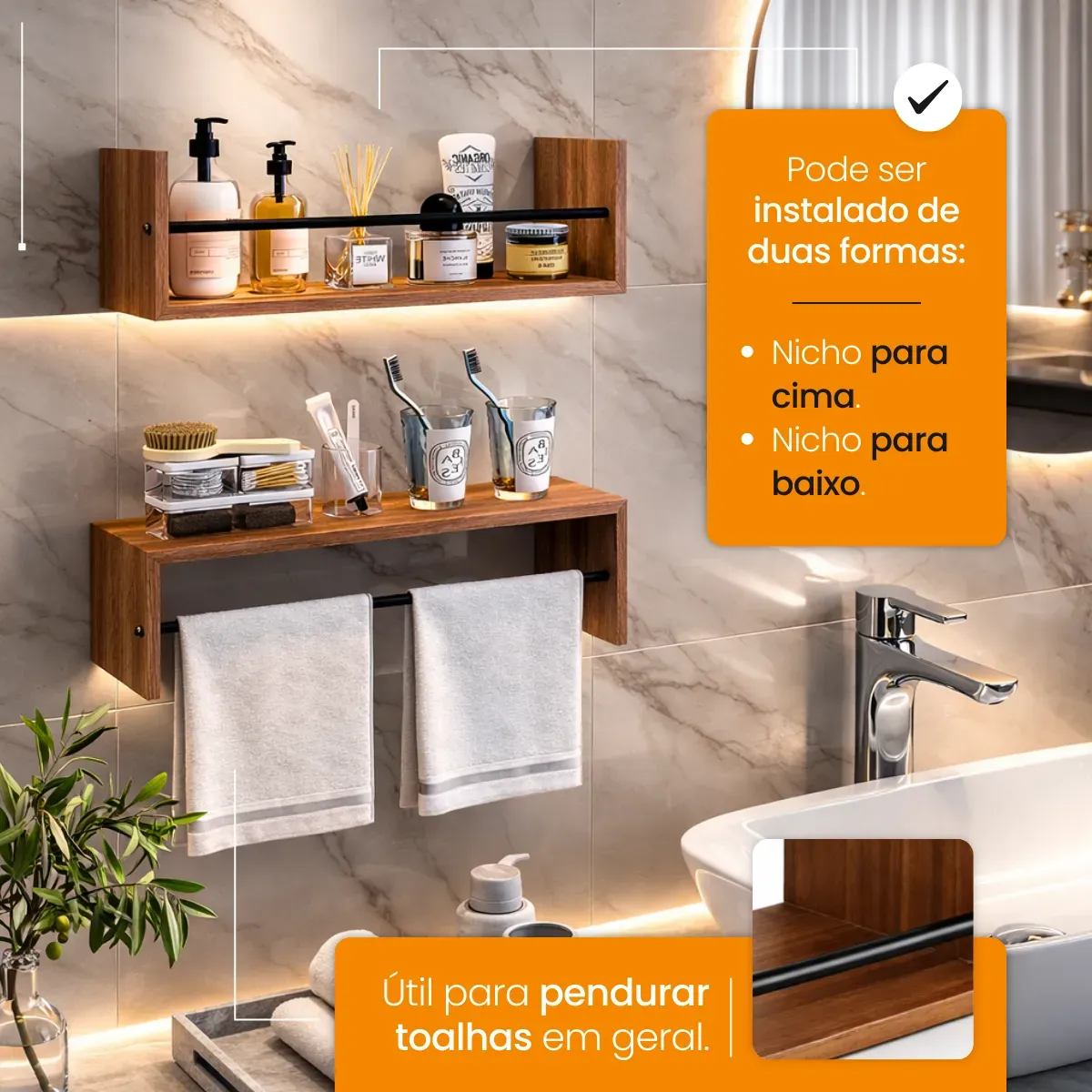 Kit 3 Prateleiras Suspensa U Flutuante Mdf Livro Quarto Sala - Imagem 4