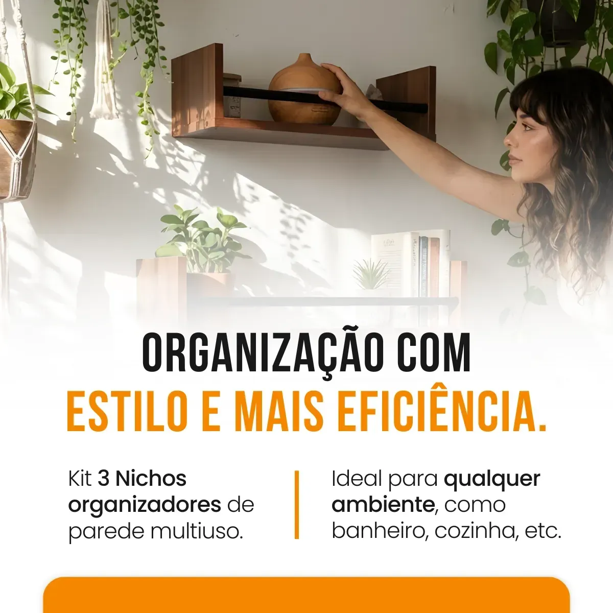 Kit 3 Prateleiras Suspensa U Flutuante Mdf Livro Quarto Sala - Imagem 7