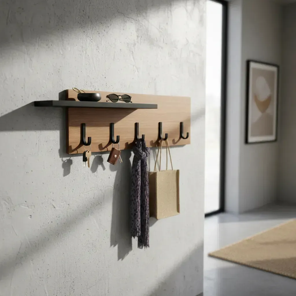 Porta-chaves de Parede com Prateleira de MDF Freijó Decorativo e Organizador - Imagem 8