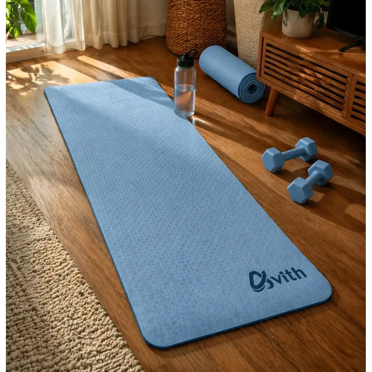 Tapete Yoga Ginastica Esporte Pilates Azul