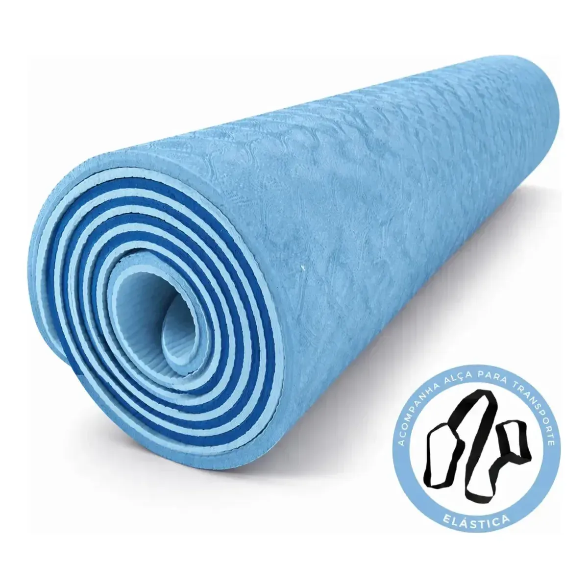 Tapete Yoga Ginastica Esporte Pilates Azul - Imagem 3